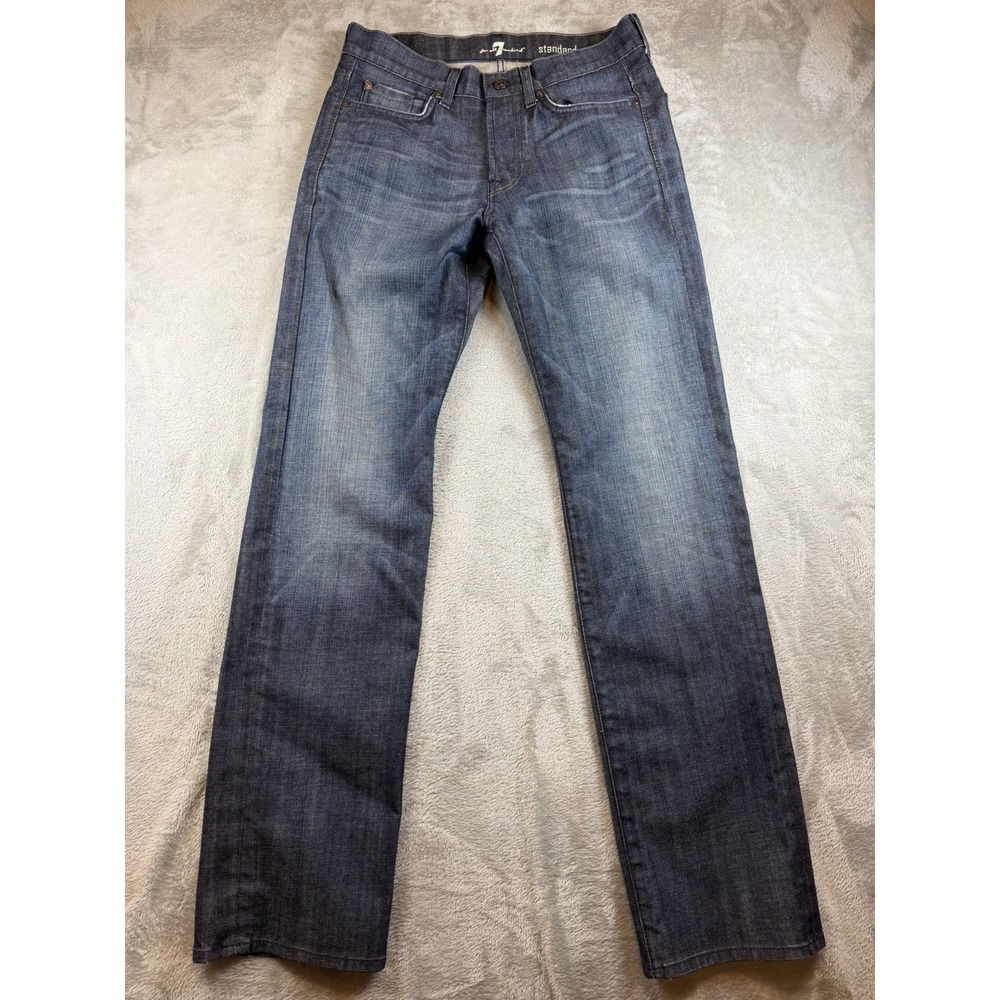 7 For All Mankind Jeans Men's 32 Standard Fit Button Fly Dark Denim